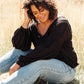 Bellissimo Draped V-Neck Sweater in Black