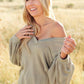Bellissimo Draped V-Neck Sweater in Olive