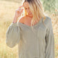 Bellissimo Draped V-Neck Sweater in Olive