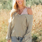 Bellissimo Draped V-Neck Sweater in Olive