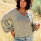Bellissimo Draped V-Neck Sweater in Olive