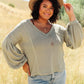 Bellissimo Draped V-Neck Sweater in Olive