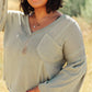 Bellissimo Draped V-Neck Sweater in Olive
