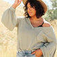 Bellissimo Draped V-Neck Sweater in Olive