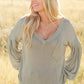 Bellissimo Draped V-Neck Sweater in Olive