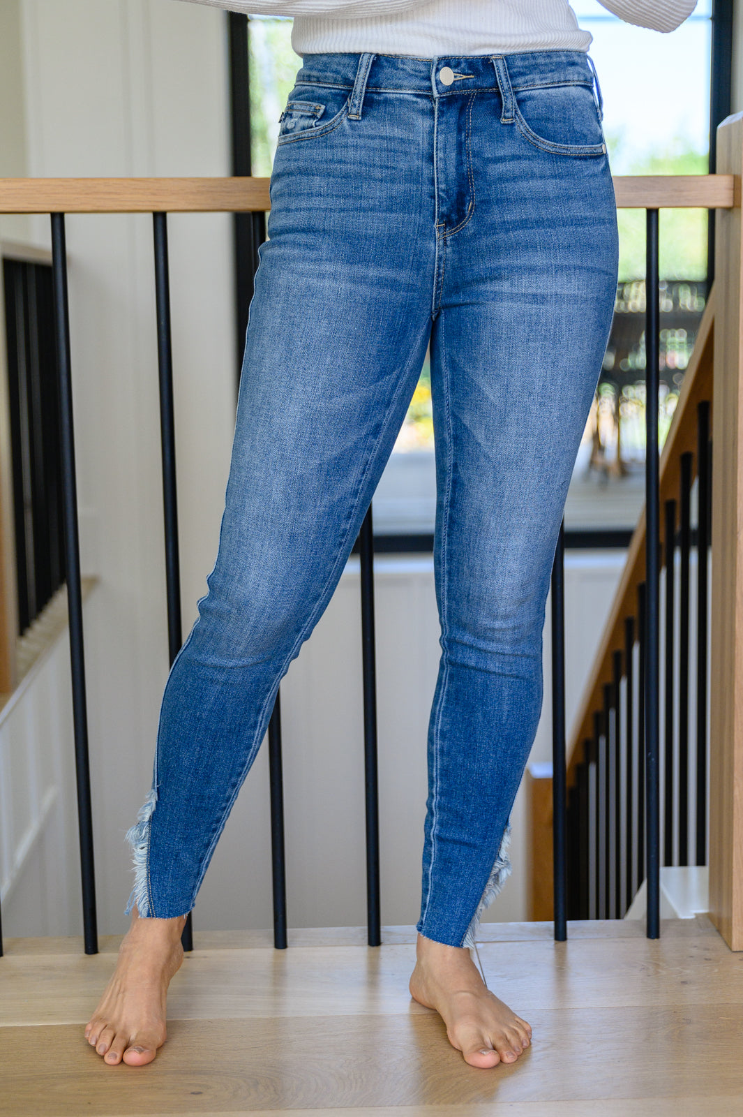Judy Blue Frayed Hem Detail Skinny Jeans