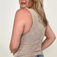 Ribbed Scoop Neck Henley Tank Top - Multiple colors
