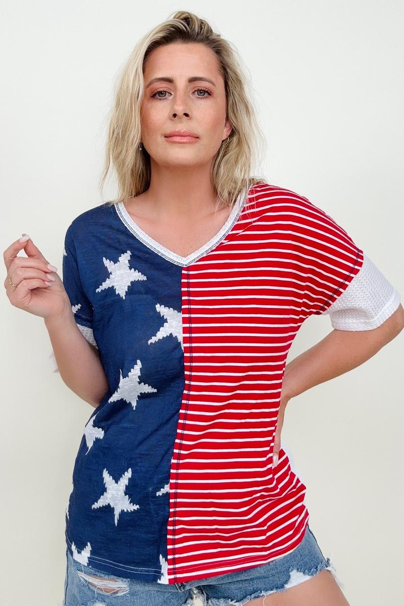 Stars and Stripes Short Sleeve Multi Knit Top