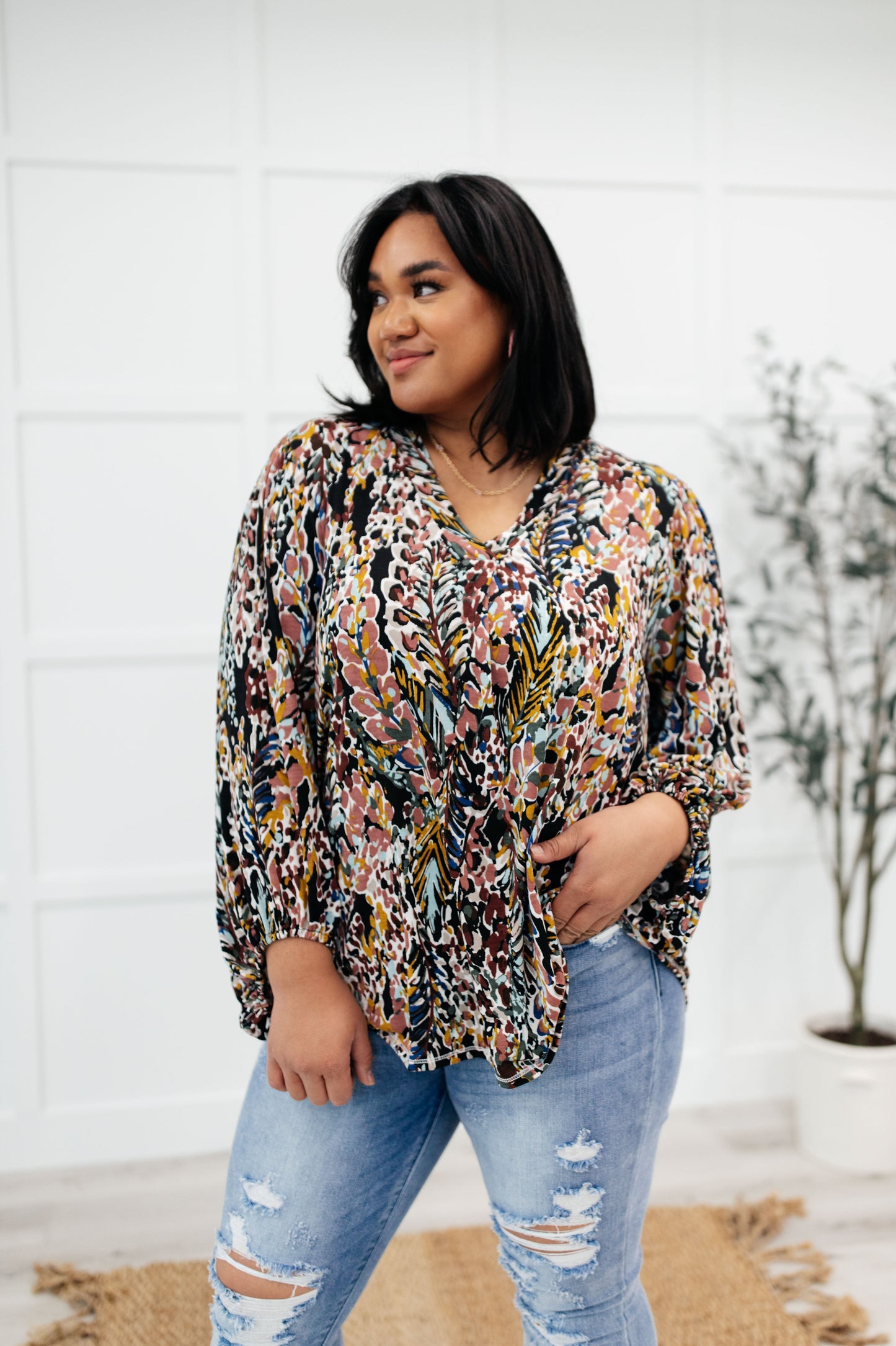 RACK SALE Blossom Bliss Top in Black - MEDIUM