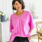 Boxy V Neck Boyfriend Tee In Pink