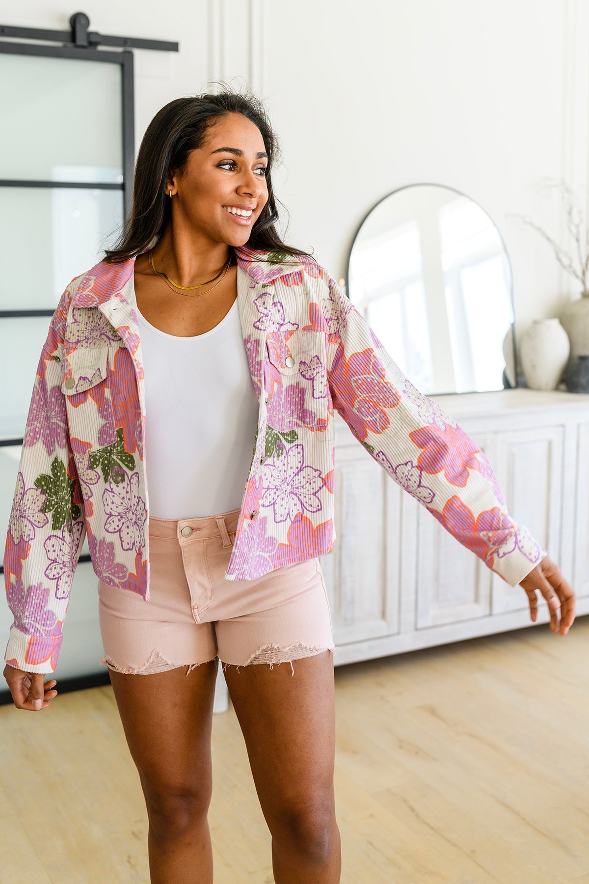 Bring the Bouquet Floral Corduroy Jacket