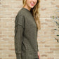 Brushed Drop Shoulder Sweater In Olive