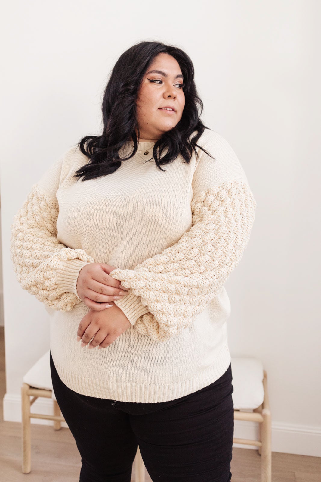 RACK SALE Bubbly B Sweater In Ivory - S/M