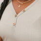 Buttons and Henley Top in Sea Salt