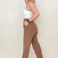 Cropped Pull on Dress Pants with Pockets