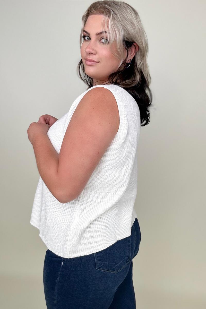 V-Neck Ivory Knit Tank Top