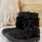 Cable Knit Slipper Boots With Pompom Trim