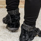 Cable Knit Slipper Boots With Pompom Trim