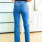 Risen High Rise Split Hem Straight Jeans
