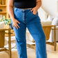 Risen High Rise Split Hem Straight Jeans