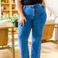 Risen High Rise Split Hem Straight Jeans
