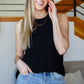 Can't Wait For Spring Hi-Low Sleeveless Top in Black