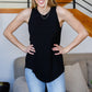 Can't Wait For Spring Hi-Low Sleeveless Top in Black