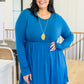 Cara Long Sleeve Knit Mini Dress In Teal
