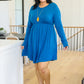 Cara Long Sleeve Knit Mini Dress In Teal