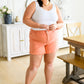 Judy Blue Mid Rise Cut Off Shorts - Peach