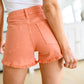 Judy Blue Mid Rise Cut Off Shorts - Peach