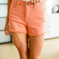 Judy Blue Mid Rise Cut Off Shorts - Peach