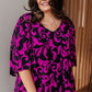 Casually Cute V-Neck Top in Magenta