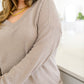 Caught a Vibe V-Neck Waffle Knit Top