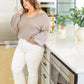 Caught a Vibe V-Neck Waffle Knit Top