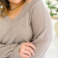 Caught a Vibe V-Neck Waffle Knit Top