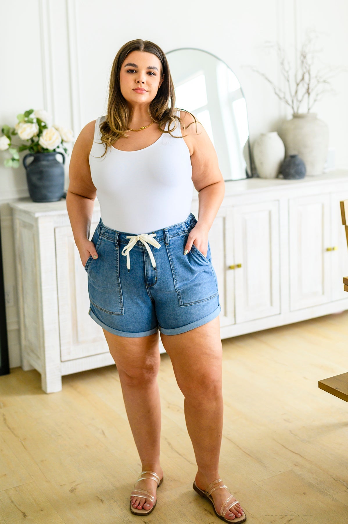 Judy Blue Pull On Drawstring Denim Shorts