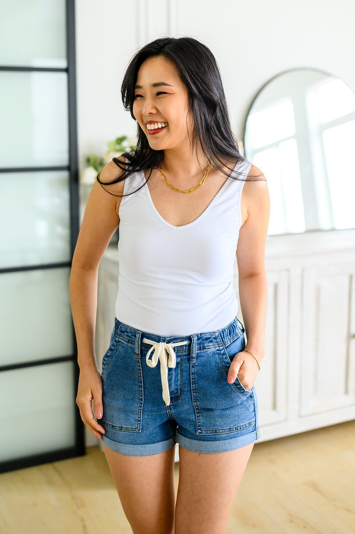 Judy Blue Pull On Drawstring Denim Shorts