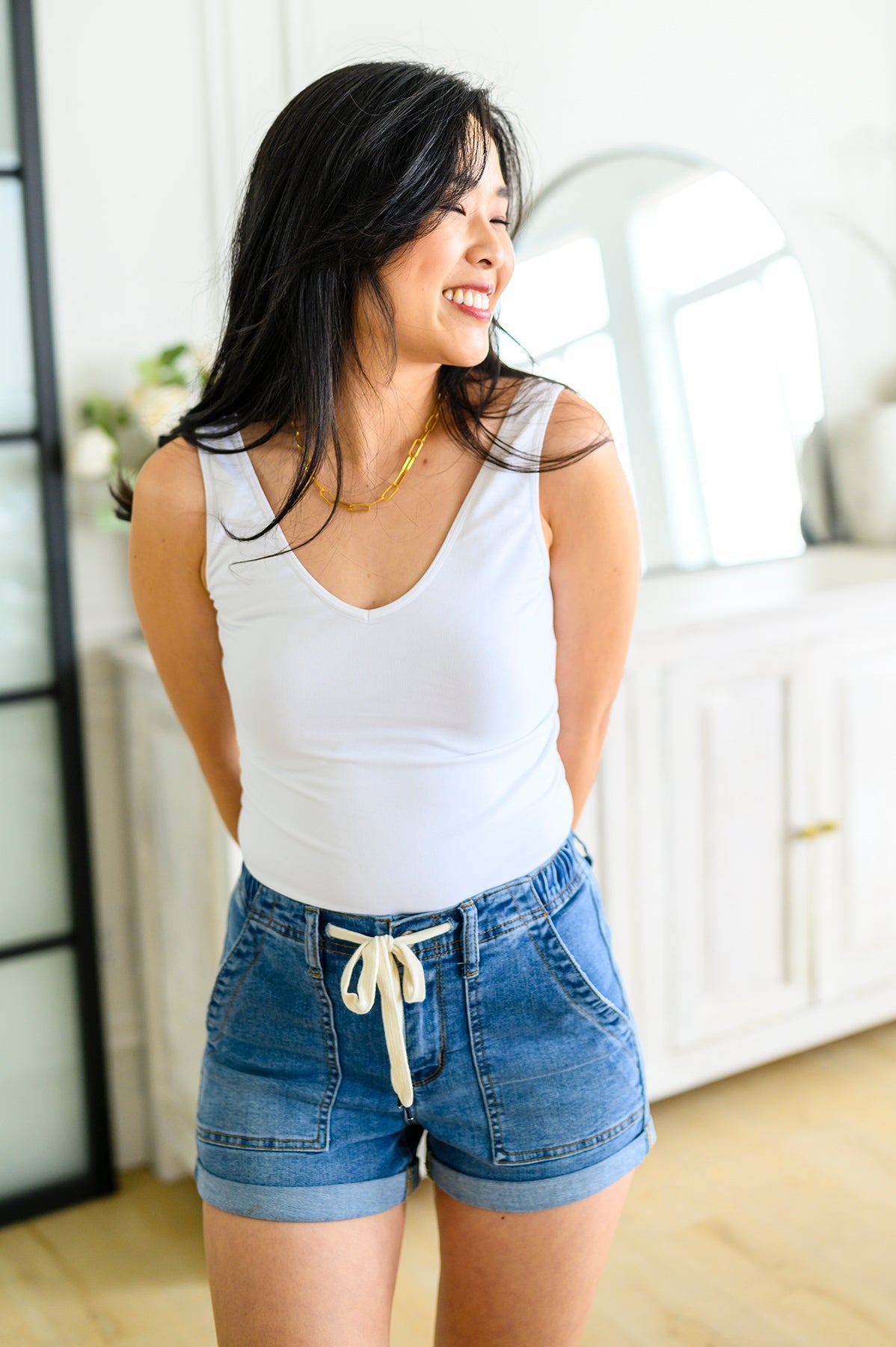 Judy Blue Pull On Drawstring Denim Shorts