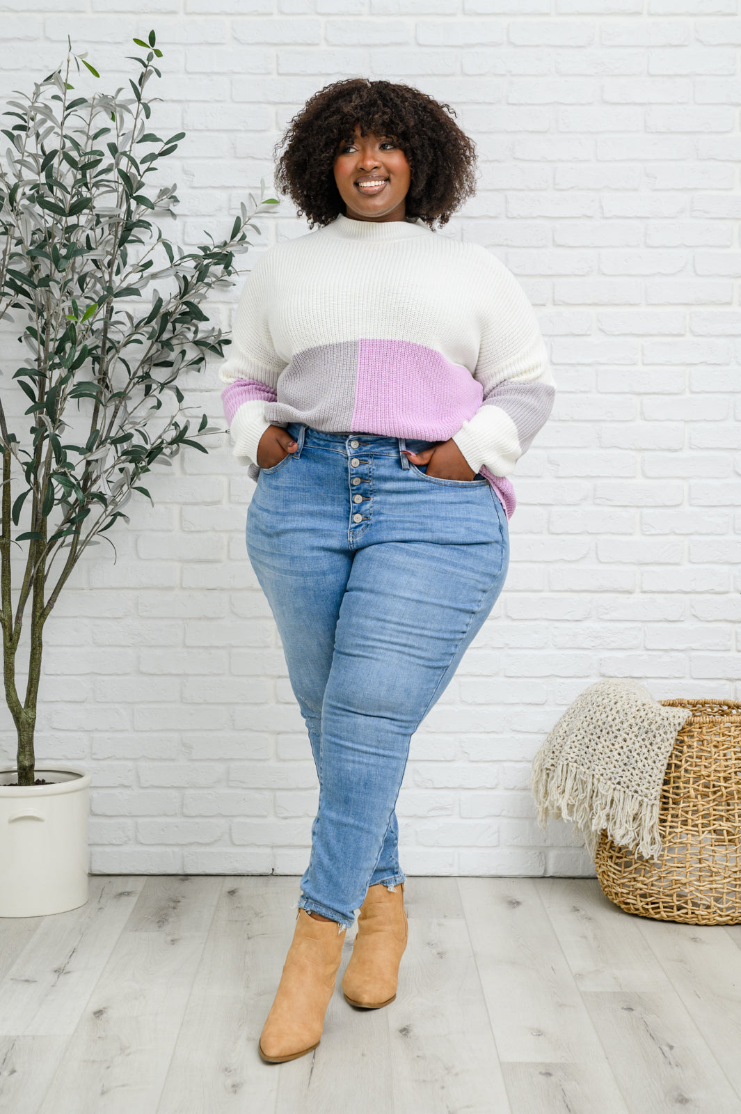 Color Block Top in Lavender