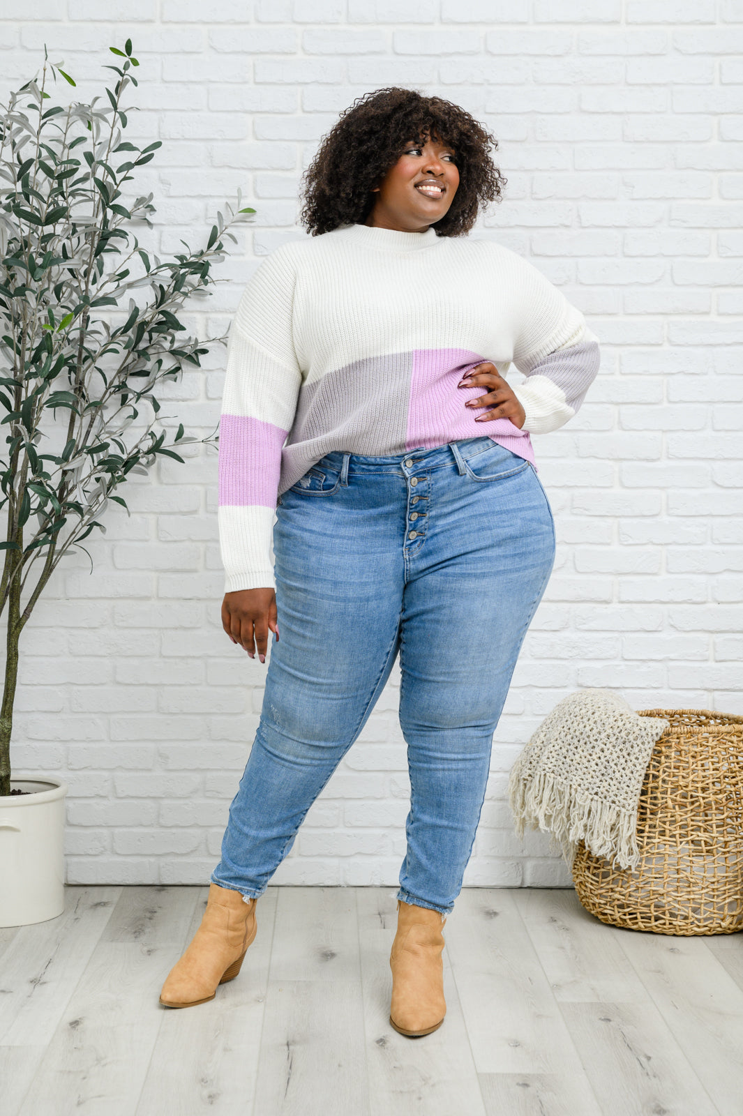 Color Block Top in Lavender