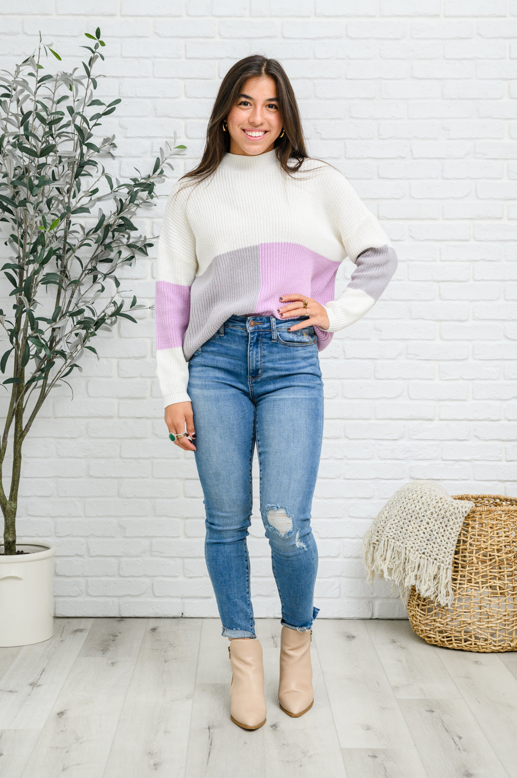 Color Block Top in Lavender