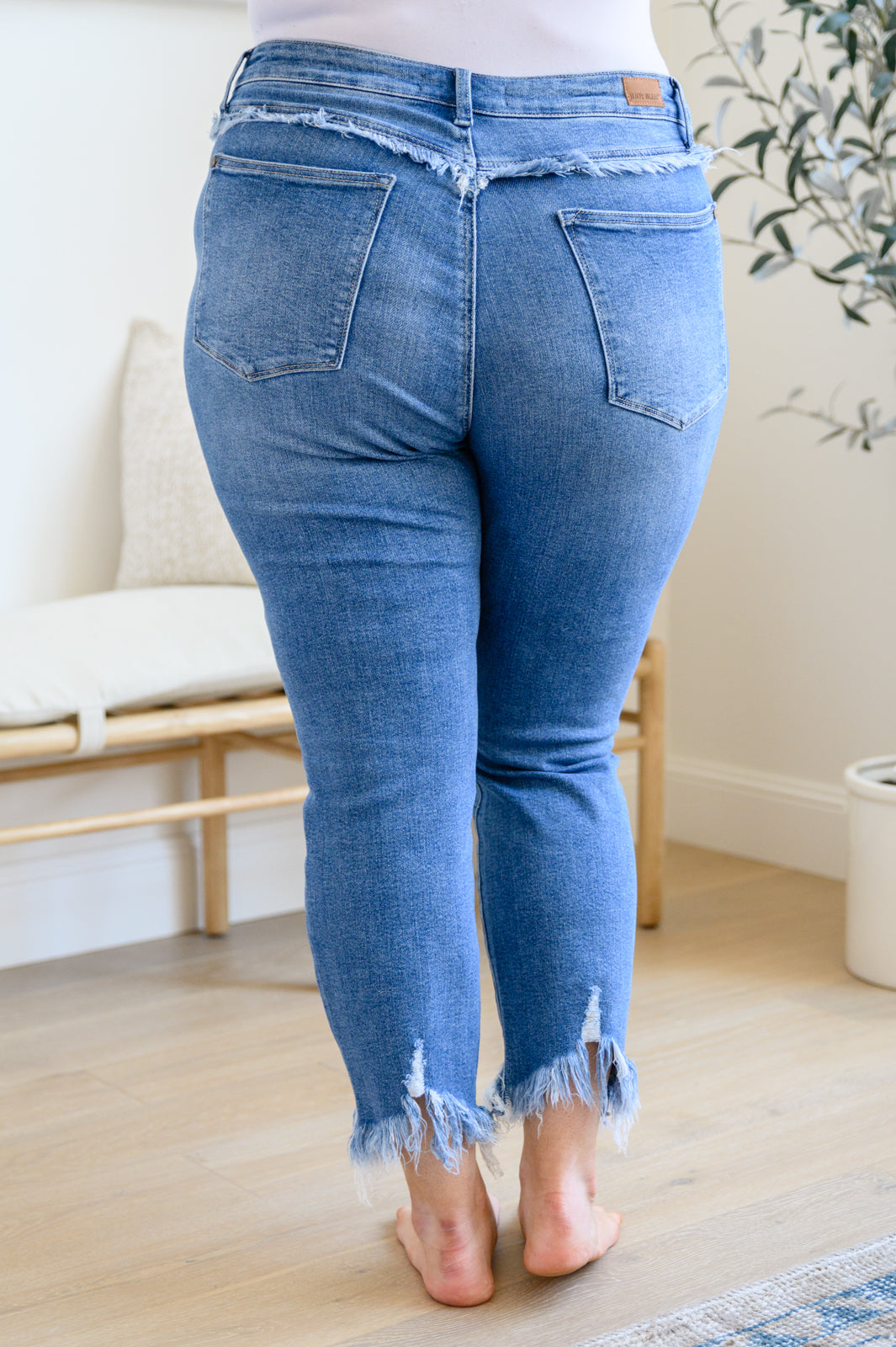 Judy Blue Christina Fringed Pocket Slim Fit Jeans