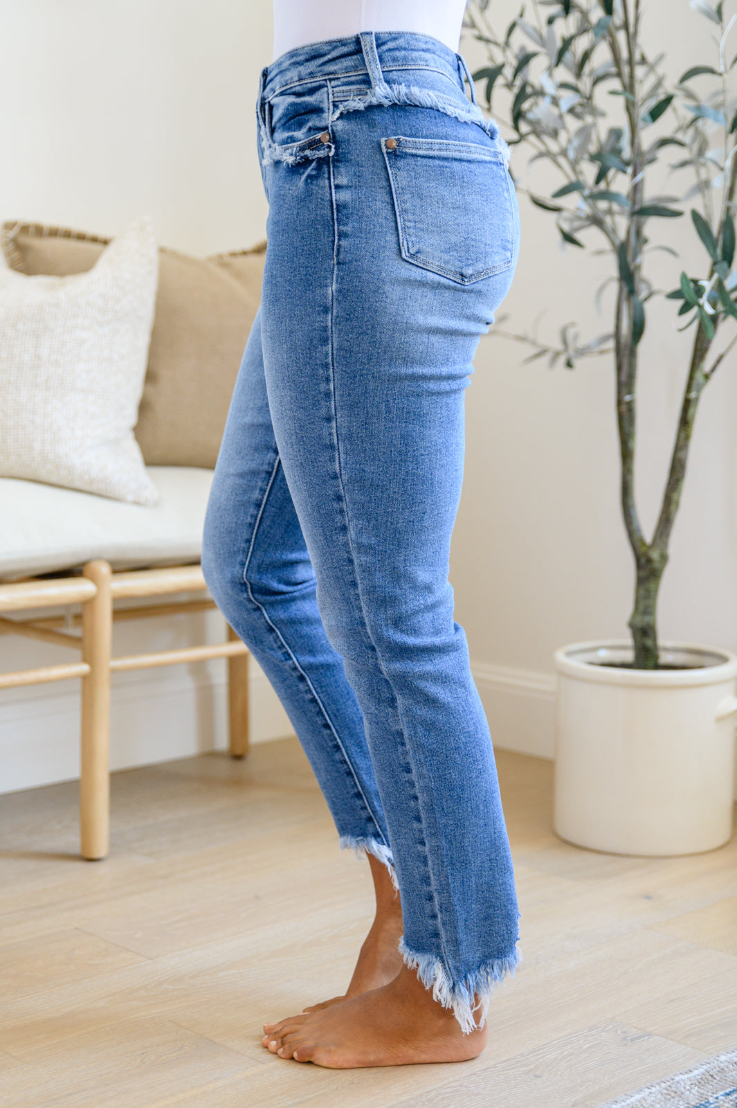 Judy Blue Christina Fringed Pocket Slim Fit Jeans