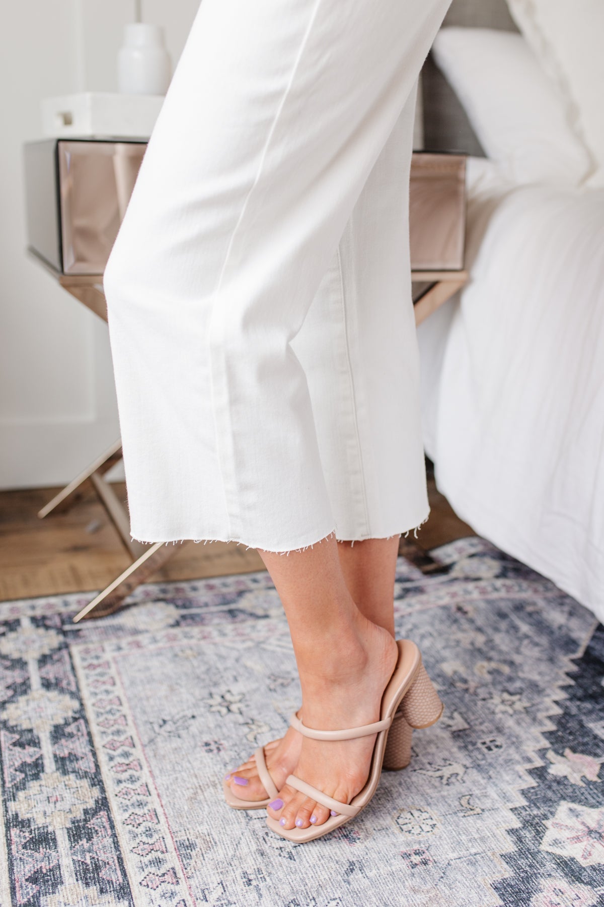 Judy Blue Wide Leg Cropped White Jeans