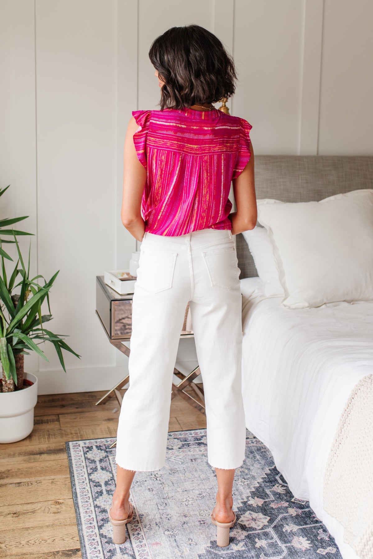 Judy Blue Wide Leg Cropped White Jeans