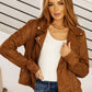 Clara Faux Suede Moto Jacket in Camel