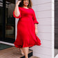 Cloudy Skies Dress in Crimson
