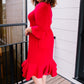 Cloudy Skies Dress in Crimson