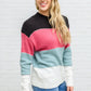 Color Blocked Striped Knit Sweater